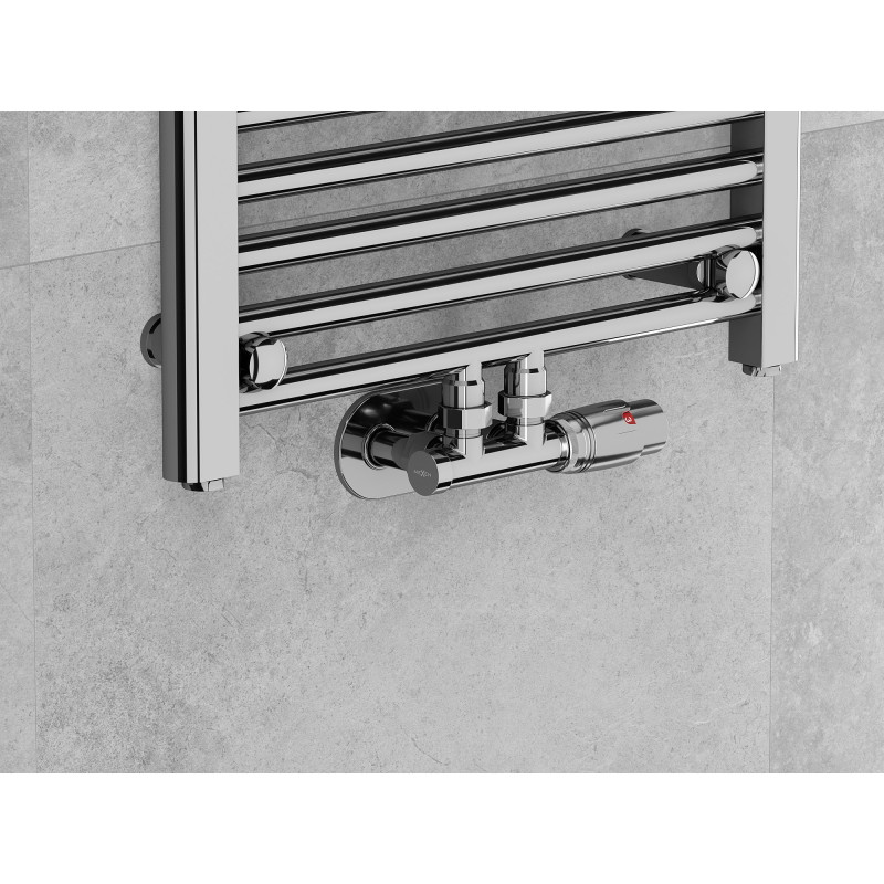 Mexen G00 rohová termostatická sada, Duplex, DN50, chrom - W907-900-01