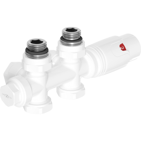 Mexen G00 termostatická sada rohová/přímá, Duplex, DN50, bílá - W908-900-20
