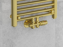 Mexen G00 termostatický set úhlový/rovný, Duplex, DN50, zlatý - W908-900-50