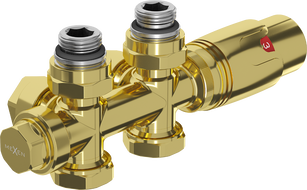 Mexen G00 termostatický set úhlový/rovný, Duplex, DN50, zlatý - W908-900-50