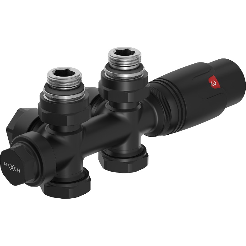 Mexen G00 termo-statická sada rohová/přímá, Duplex, DN50, černá - W908-900-70