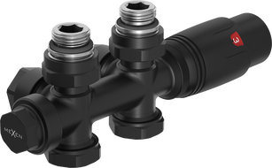 Mexen G00 termo-statická sada rohová/přímá, Duplex, DN50, černá - W908-900-70