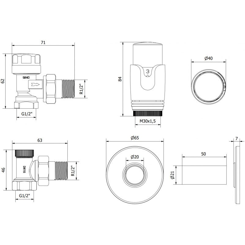 Mexen G00 termostatická úhlová souprava s krytem R, zlatá - W901-900-904-50