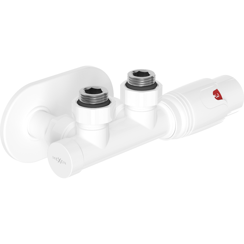 Mexen G00 úhlová termostatická sada s krytkou R, Duplex, DN50, bílá - W907-900-905-20