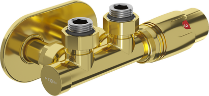 Mexen G00 úhlová termostatická sada s krytem R, Duplex, DN50, zlatá - W907-900-905-50