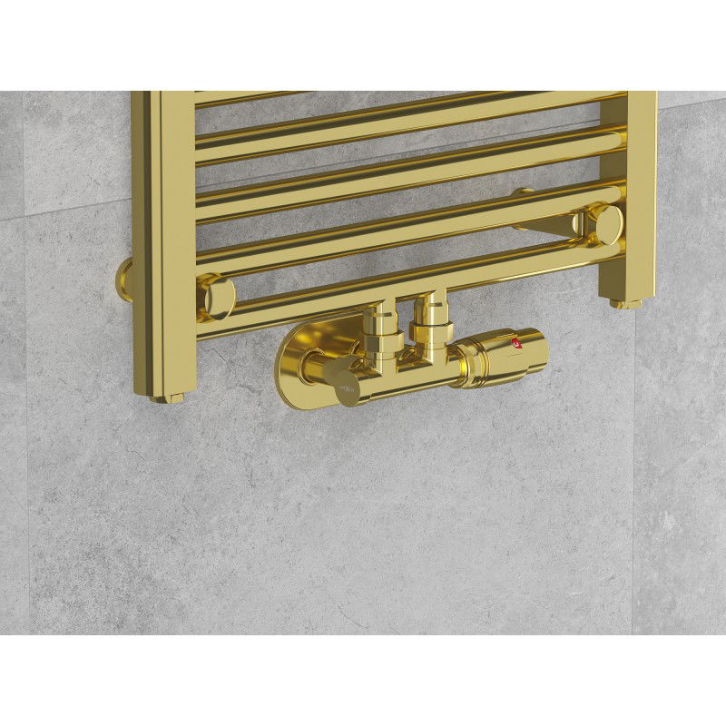 Mexen G00 úhlová termostatická sada s krytem R, Duplex, DN50, zlatá - W907-900-905-50