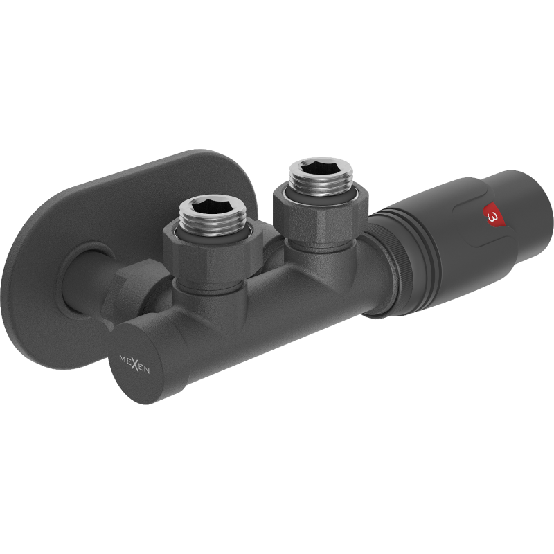 Mexen G00 úhlová termostatická sada s krytkou R, Duplex, DN50, antracit - W907-900-905-66