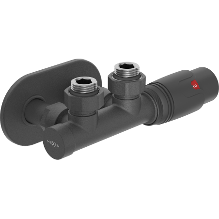Mexen G00 úhlová termostatická sada s krytkou R, Duplex, DN50, antracit - W907-900-905-66