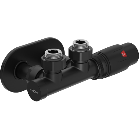 Mexen G00 úhlový termostatický set s krytem R, Duplex, DN50, černý - W907-900-905-70
