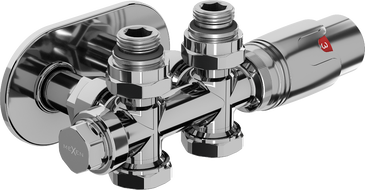 Mexen G00 termostatická sada úhlová/přímá s dekorativním krytem R, Duplex, DN50, chrom - W908-900-905-01
