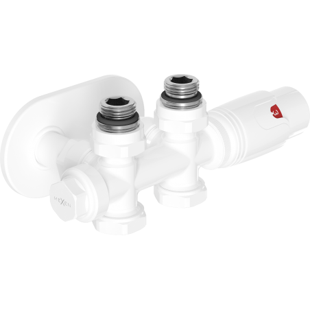 Mexen G00 termostatická souprava rohová/přímá s krytem R, Duplex, DN50, bílá - W908-900-905-20