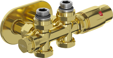 Mexen G00 termostatická sada úhlová/přímá s krytkami R, Duplex, DN50, zlatá - W908-900-905-50