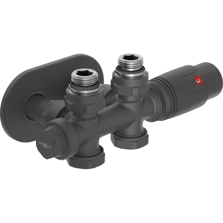 Mexen G00 termostatická sada úhlová/přímá s krytkou R, Duplex, DN50, antracit - W908-900-905-66