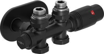 Mexen G00 termostatická sada úhlová/rovná s krytem R, Duplex, DN50, černá - W908-900-905-70