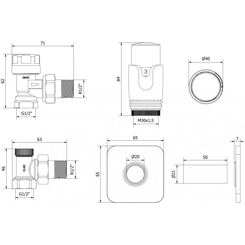 Mexen G00 úhlová termostatická sada s krytkou S, zlatá - W901-900-909-50
