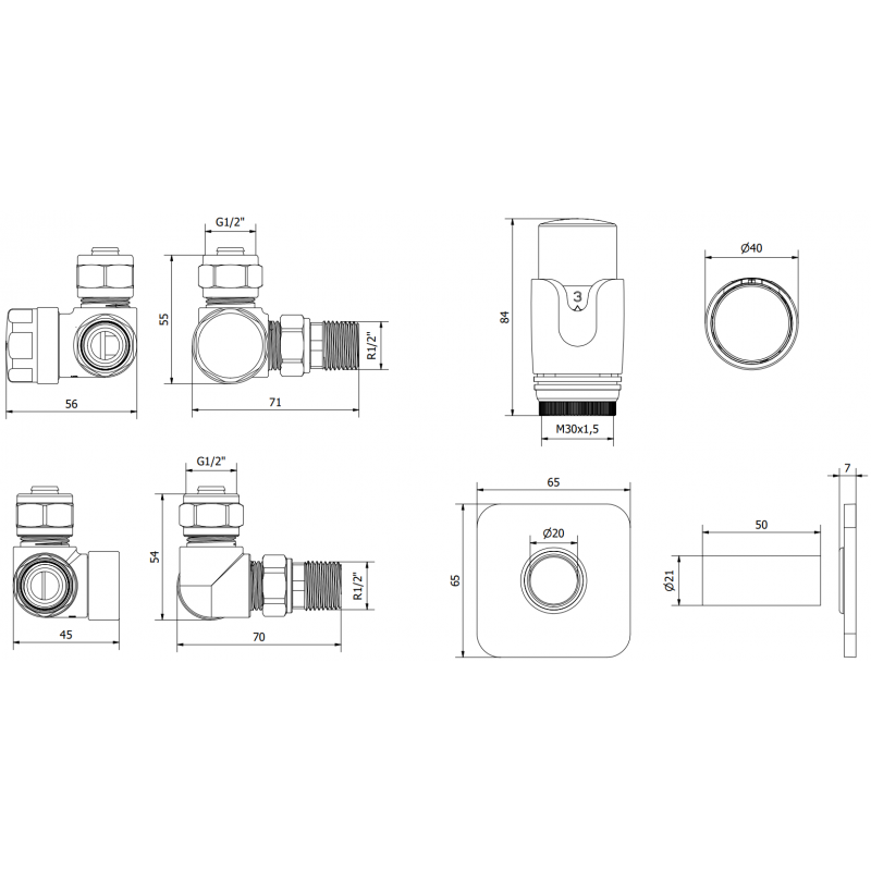 Mexen G00 termostatická sada osová s krytkou S, chrom - W903-900-909-01