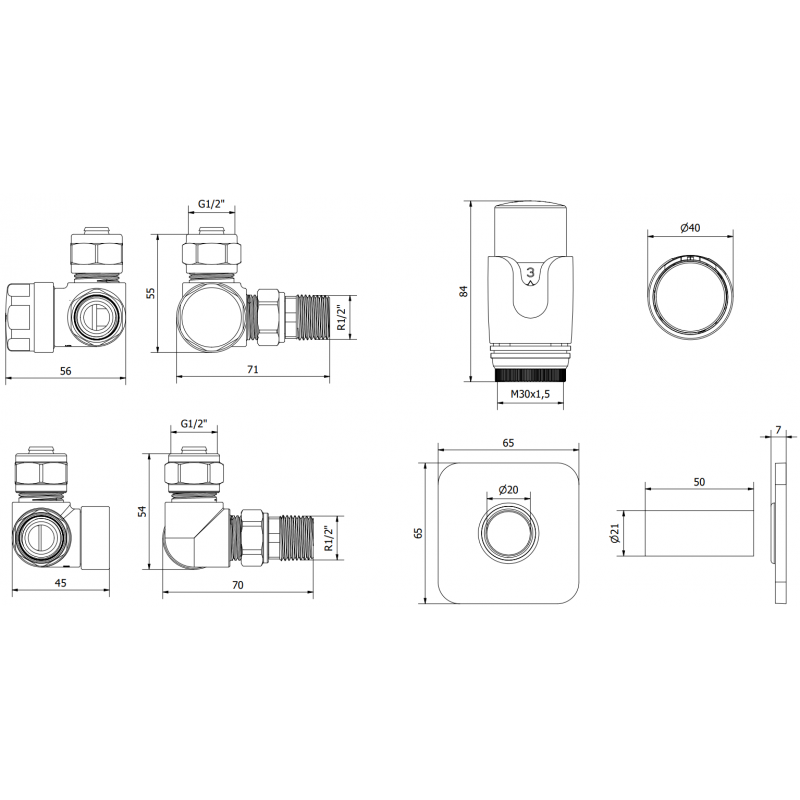 Mexen G00 sada termostatická axiální s krytkou S, zlatá - W903-900-909-50