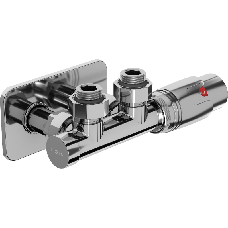 Mexen G00 úhlová termostatická sada s krytem S, Duplex, DN50, chrom - W907-900-910-01