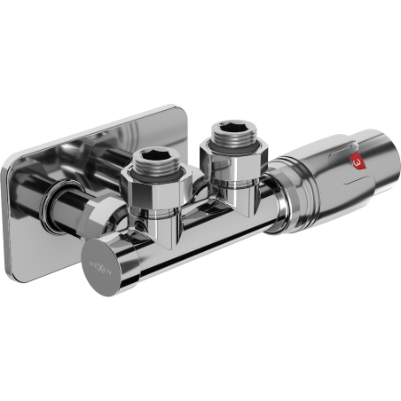Mexen G00 úhlová termostatická sada s krytem S, Duplex, DN50, chrom - W907-900-910-01