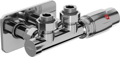 Mexen G00 úhlová termostatická sada s krytem S, Duplex, DN50, chrom - W907-900-910-01