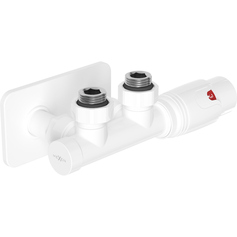 Mexen G00 sada termostatických ventilů rohových s krytkou S, Duplex, DN50, bílý - W907-900-910-20