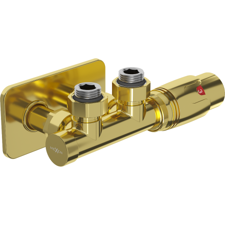 Mexen G00 rohová termostatická sada s krytem S, Duplex, DN50, zlatá - W907-900-910-50
