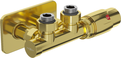 Mexen G00 rohová termostatická sada s krytem S, Duplex, DN50, zlatá - W907-900-910-50