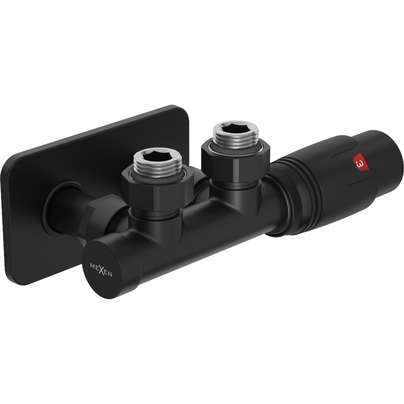 Mexen G00 úhlová termostatická sada s krytkou S, Duplex, DN50, černá - W907-900-910-70