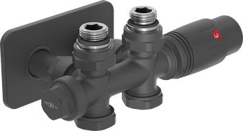Mexen G00 termostatická sada úhlová/přímá s krytem S, Duplex, DN50, antracit - W908-900-910-66