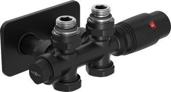 Mexen G00 termostatická sada úhlová/přímá s maskovací sadou S, Duplex, DN50, černá - W908-900-910-70