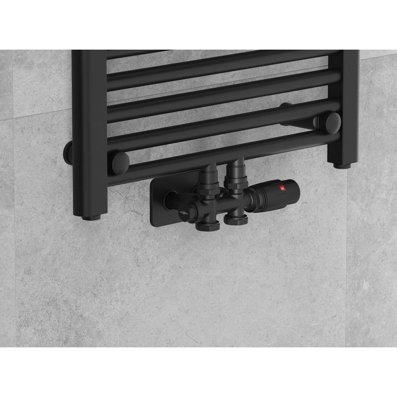 Mexen G00 termostatická sada úhlová/přímá s maskovací sadou S, Duplex, DN50, černá - W908-900-910-70