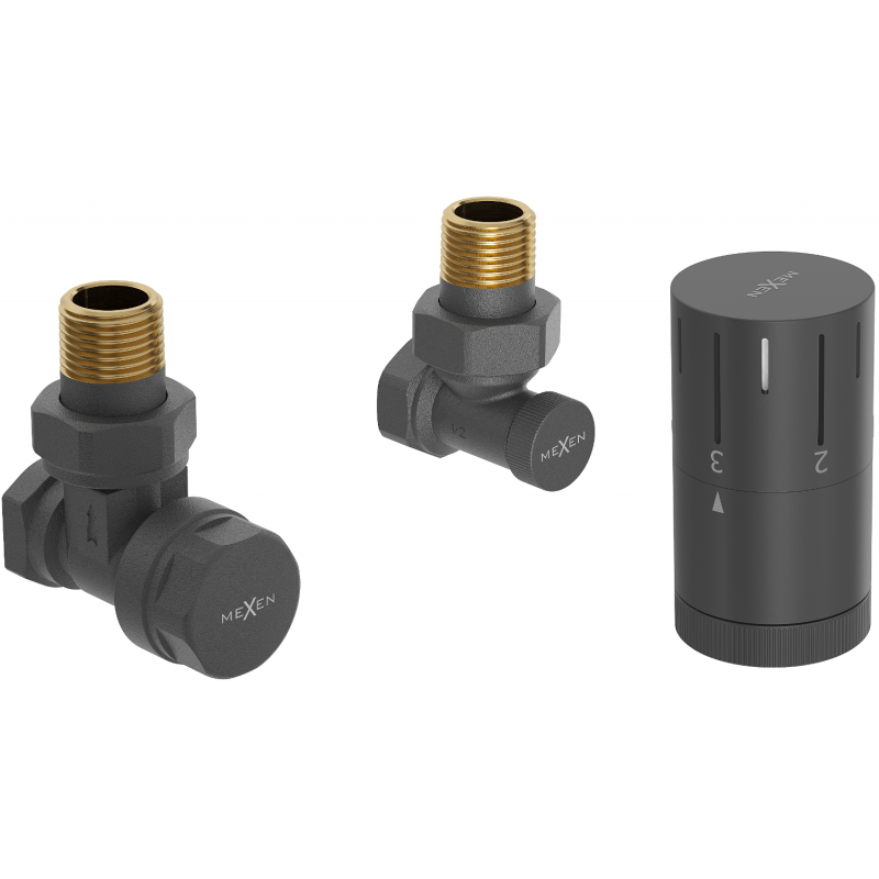 Mexen G05 úhlová termostatická sada, antracit - W901-958-66