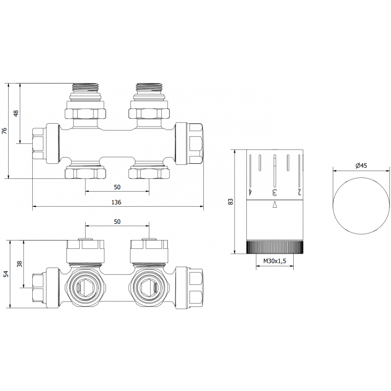 Mexen G05 osová termostatická sada, chrom - W903-958-01