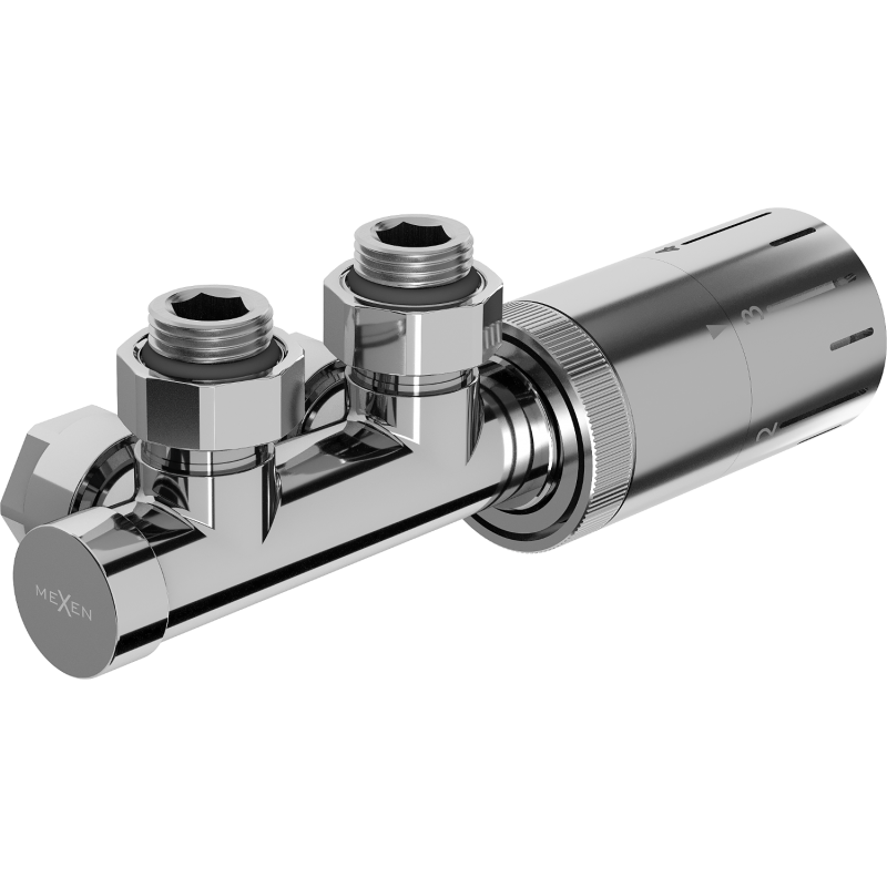Mexen G05 termostatická sada úhlová, Duplex, DN50, chrom - W907-958-01