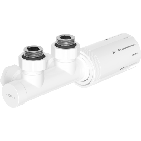 Mexen G05 termostatická sada úhlová, Duplex, DN50, bílá - W907-958-20