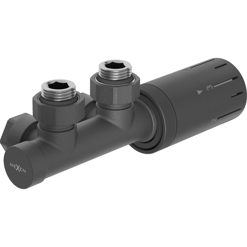 Mexen G05 termostatický set rohový, Duplex, DN50, antracit - W907-958-66