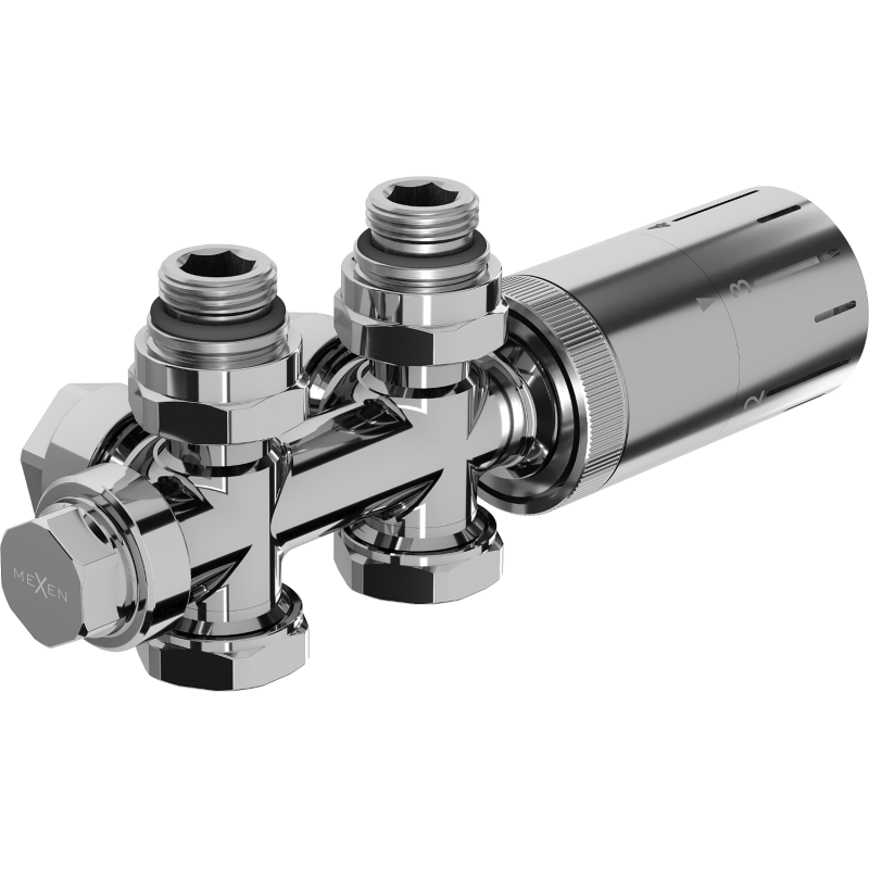 Mexen G05 termostatická sada rohová/přímá, Duplex, DN50, chrom - W908-958-01