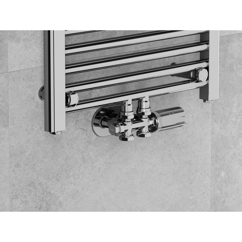 Mexen G05 termostatická sada rohová/přímá, Duplex, DN50, chrom - W908-958-01