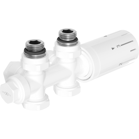 Mexen G05 sada termostatická rohová/přímá, Duplex, DN50, bílá - W908-958-20