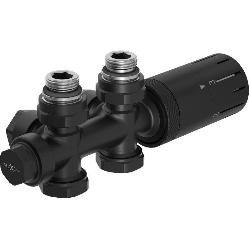Mexen G05 sada termostatická úhlová/rovná, Duplex, DN50, černá - W908-958-70