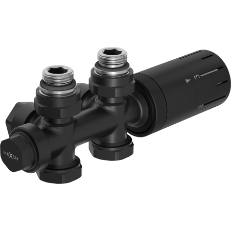 Mexen G05 sada termostatická úhlová/rovná, Duplex, DN50, černá - W908-958-70