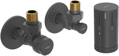 Mexen G05 úhlová termostatická sada s krytkou R, antracit - W901-958-904-66