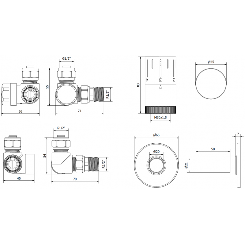 Mexen G05 osová termostatická sada s krytem R, zlatá - W903-958-904-50