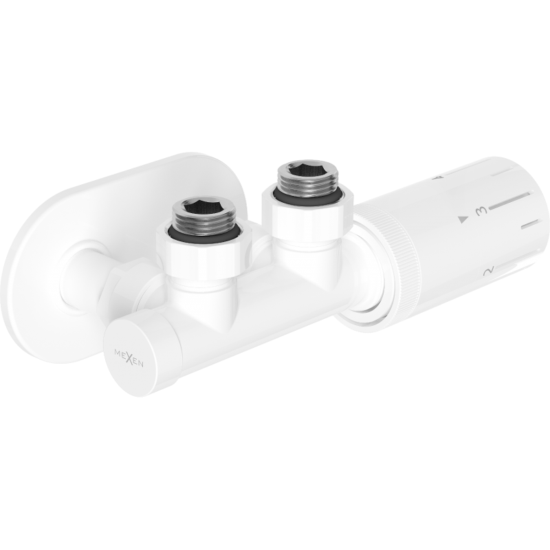 Mexen G05 úhlová termostatická sada s krytem R, Duplex, DN50, bílá - W907-958-905-20