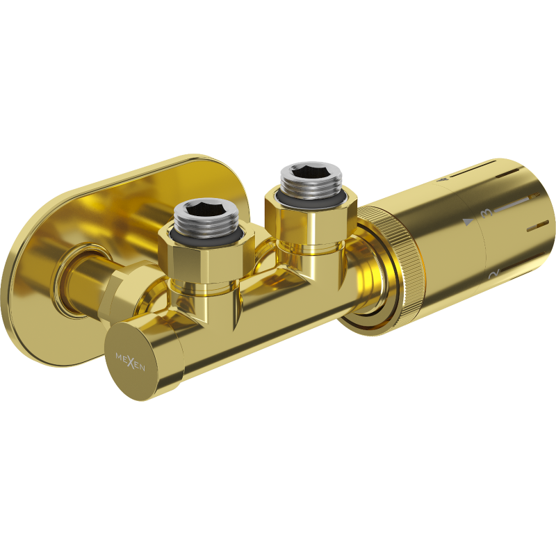 Mexen G05 úhlová termostatická sada s krytem R, Duplex, DN50, zlatá - W907-958-905-50