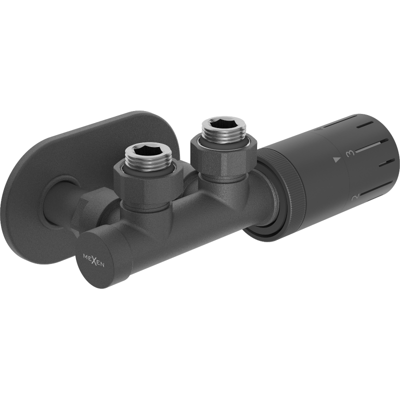 Mexen G05 termostatická sada úhlová s krytkou R, Duplex, DN50, antracit - W907-958-905-66