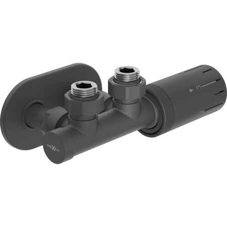 Mexen G05 termostatická sada úhlová s krytkou R, Duplex, DN50, antracit - W907-958-905-66