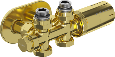 Mexen G05 sada termostatická rohová/přímá s krytem R, Duplex, DN50, zlatá - W908-958-905-50