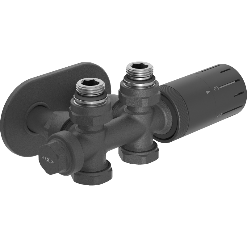 Mexen G05 termostatická sada úhlová/přímá s krytem R, Duplex, DN50, antracit - W908-958-905-66