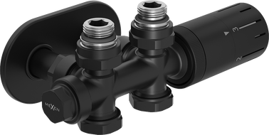 Mexen G05 termostatická sada úhlová/přímá s krytem R, Duplex, DN50, černá - W908-958-905-70